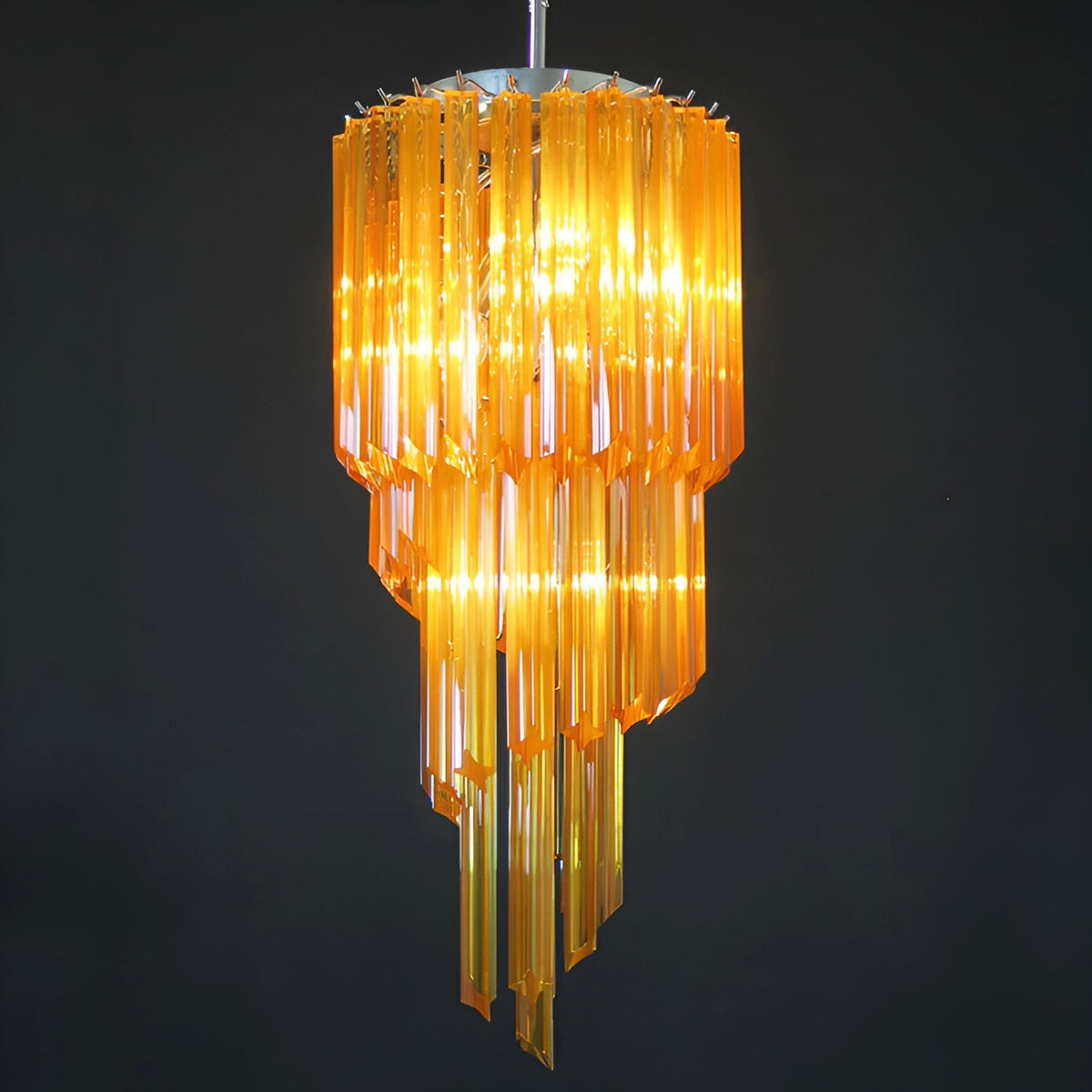 Spiral Prism Glass Chandelier with Adjustable Height