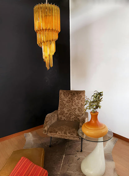Spiral Prism Glass Chandelier with Adjustable Height