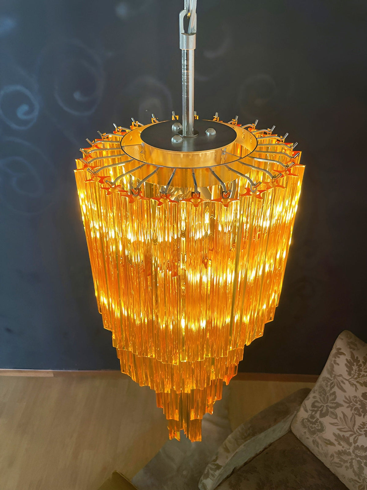 Spiral Prism Glass Chandelier with Adjustable Height