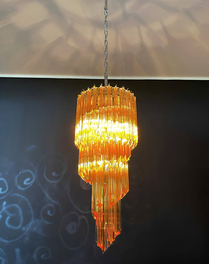 Spiral Prism Glass Chandelier with Adjustable Height