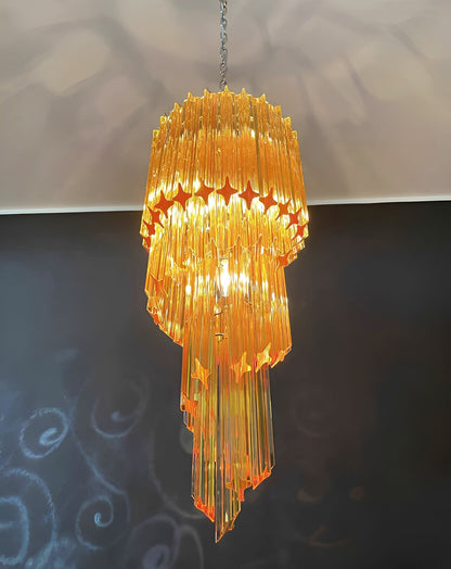 Spiral Prism Glass Chandelier with Adjustable Height