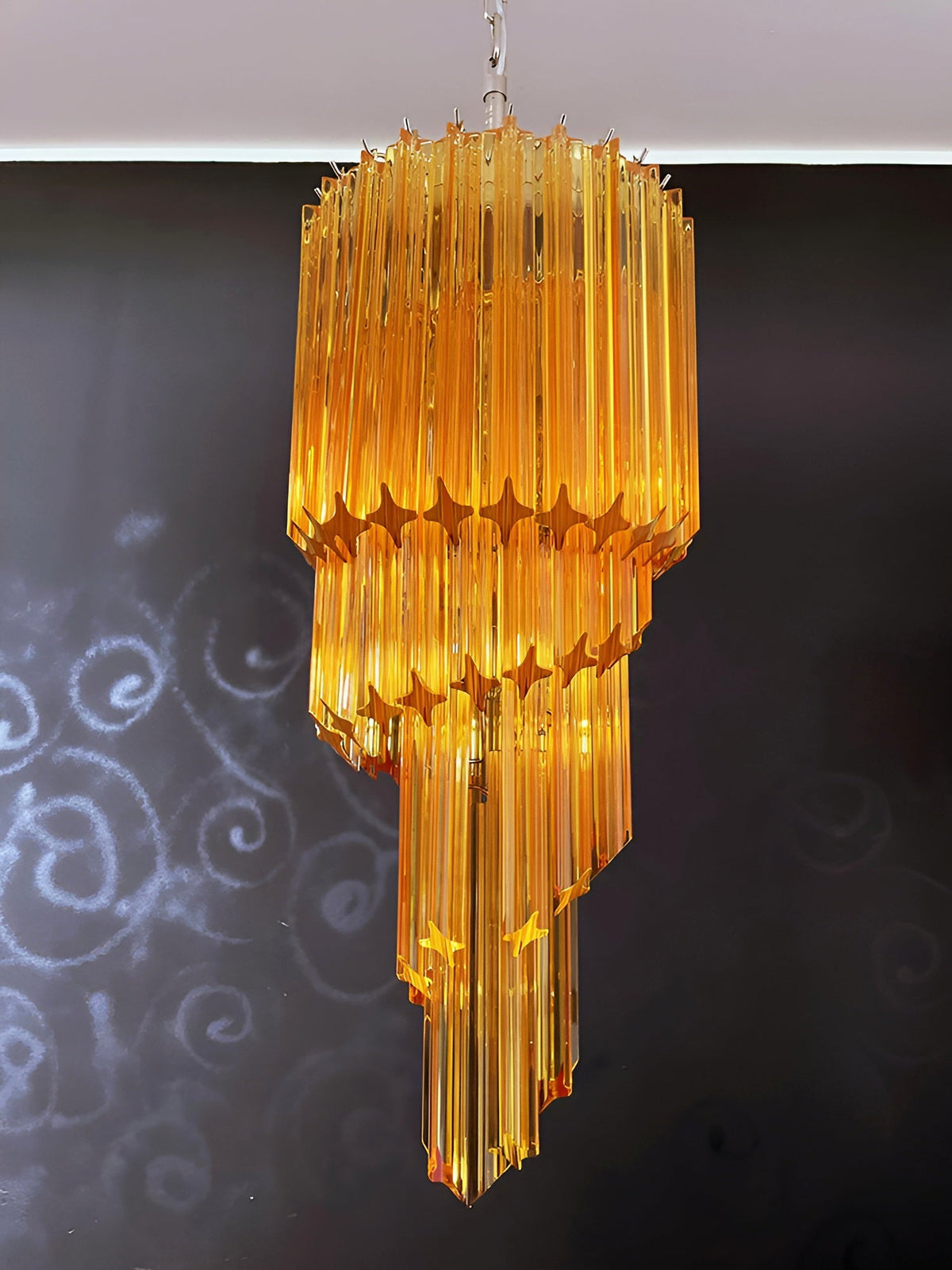 Spiral Prism Glass Chandelier with Adjustable Height
