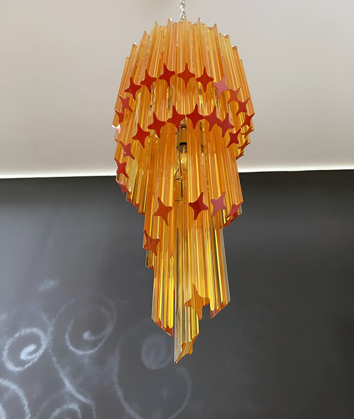 Spiral Prism Glass Chandelier with Adjustable Height