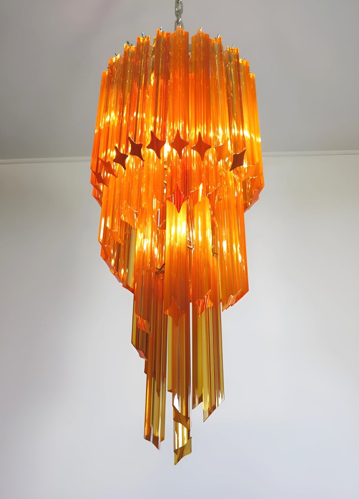 Spiral Prism Glass Chandelier with Adjustable Height