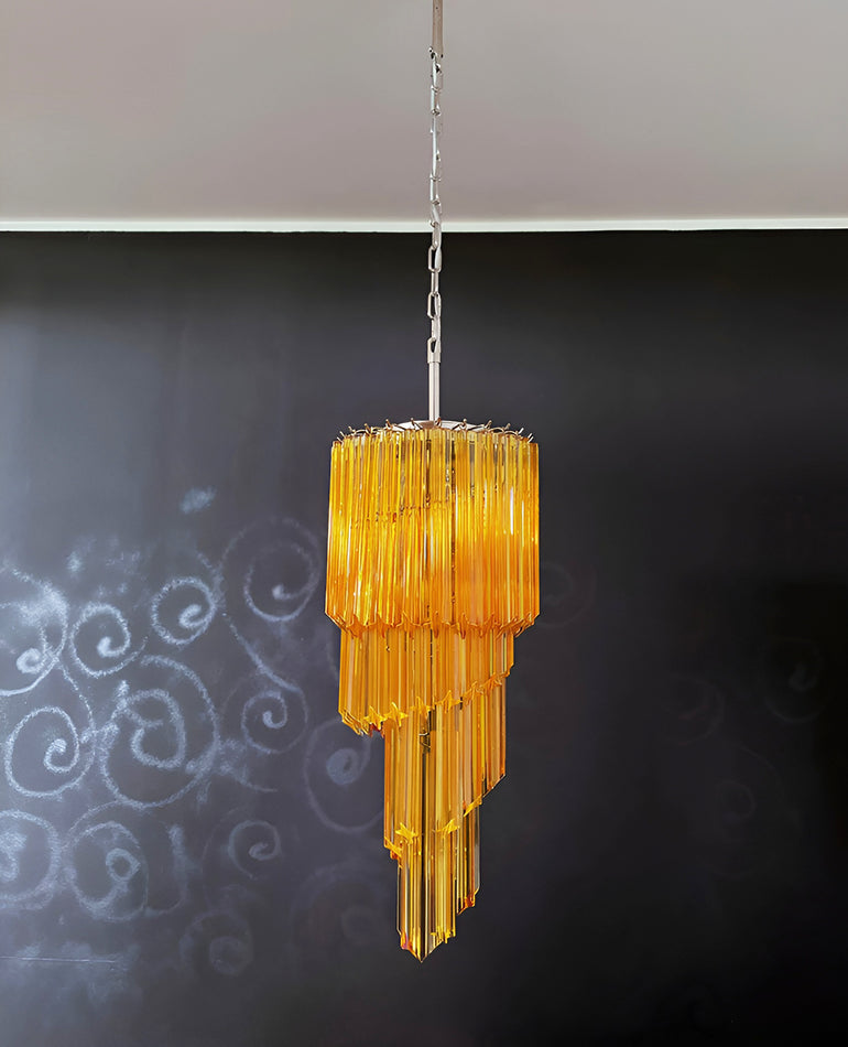 Spiral Prism Glass Chandelier with Adjustable Height
