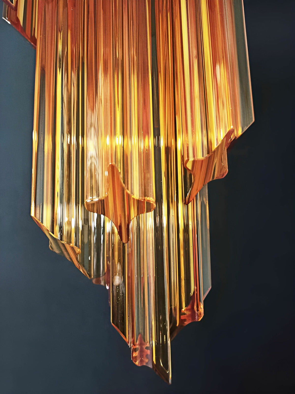 Spiral Prism Glass Chandelier with Adjustable Height