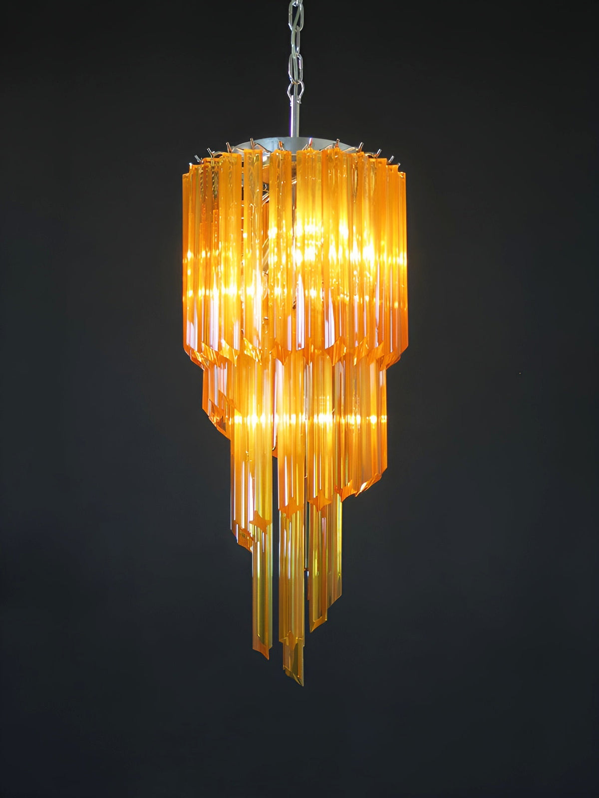 Spiral Prism Glass Chandelier with Adjustable Height