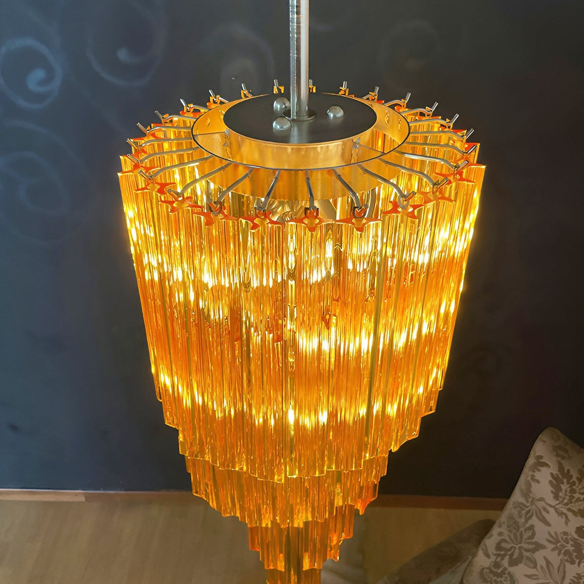 Spiral Prism Glass Chandelier with Adjustable Height