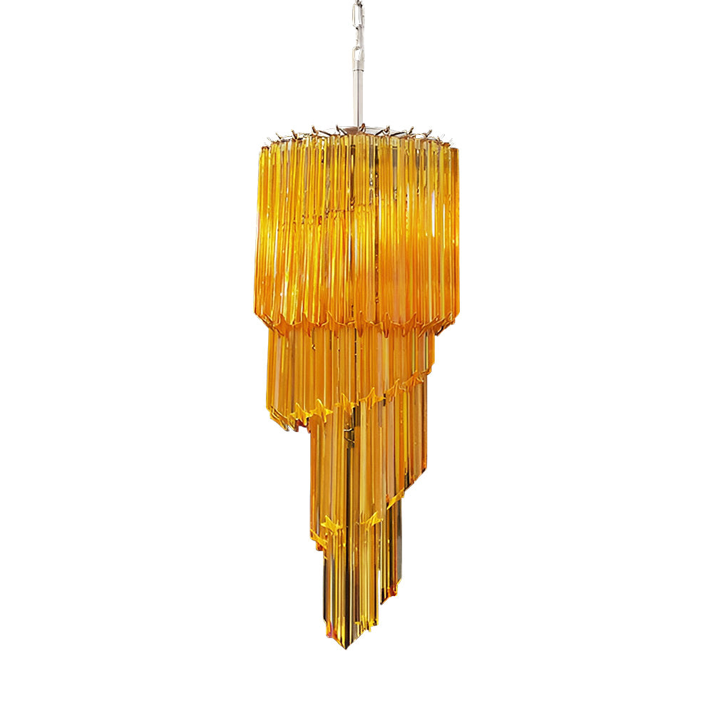 Spiral Prism Glass Chandelier with Adjustable Height