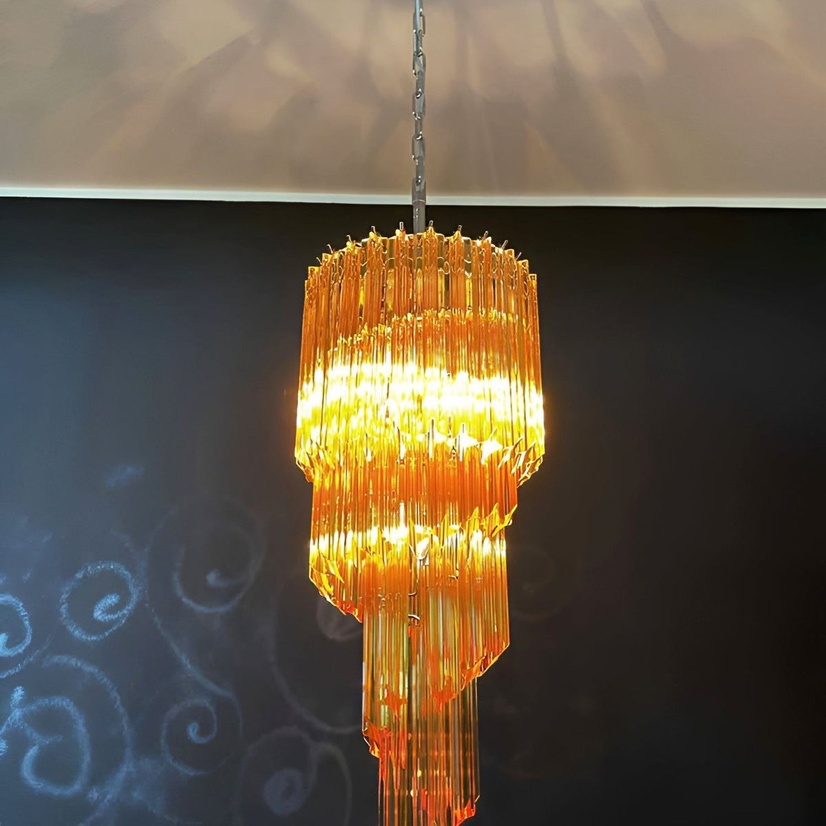 Spiral Prism Glass Chandelier with Adjustable Height