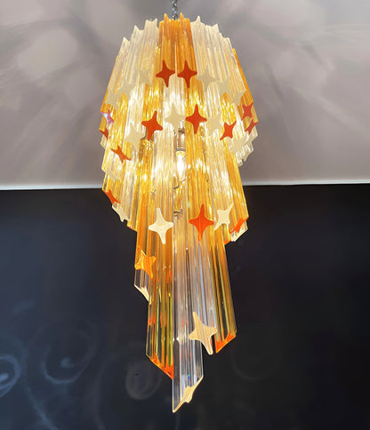 Spiral Prism Glass Chandelier with Adjustable Height