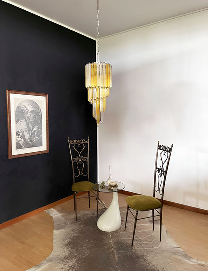 Spiral Prism Glass Chandelier with Adjustable Height