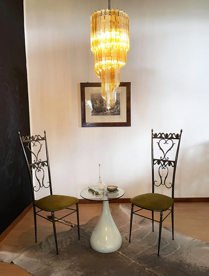 Spiral Prism Glass Chandelier with Adjustable Height
