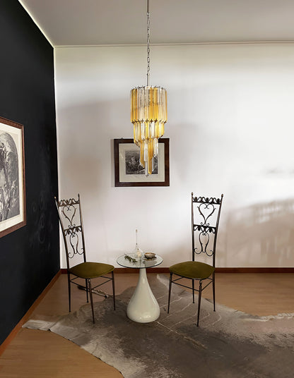 Spiral Prism Glass Chandelier with Adjustable Height