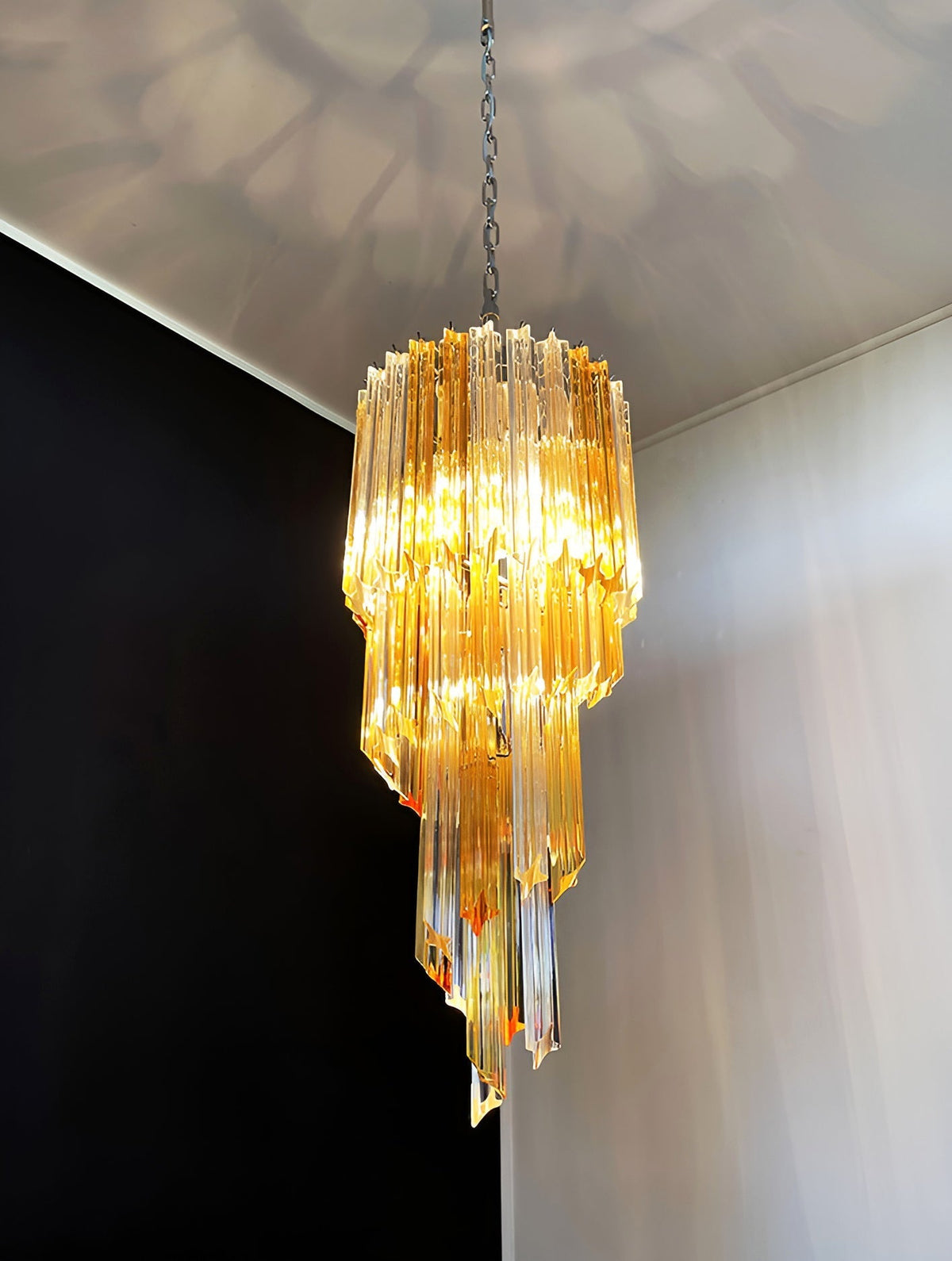Spiral Prism Glass Chandelier with Adjustable Height