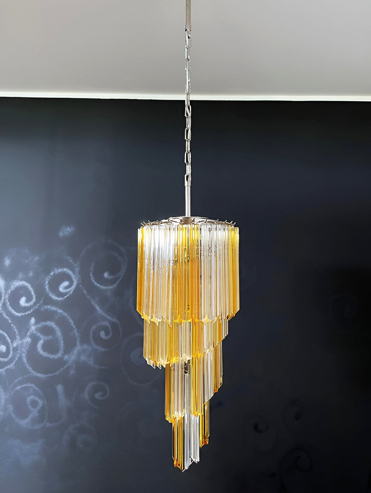 Spiral Prism Glass Chandelier with Adjustable Height