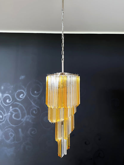 Spiral Prism Glass Chandelier with Adjustable Height