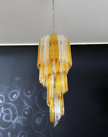 Spiral Prism Glass Chandelier with Adjustable Height