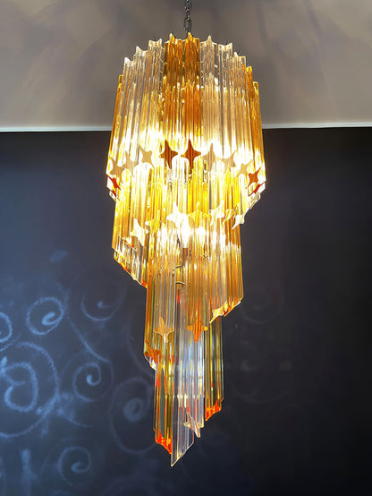 Spiral Prism Glass Chandelier with Adjustable Height
