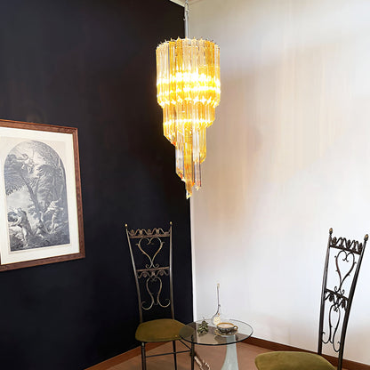 Spiral Prism Glass Chandelier with Adjustable Height