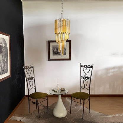 Spiral Prism Glass Chandelier with Adjustable Height