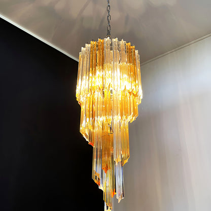 Spiral Prism Glass Chandelier with Adjustable Height