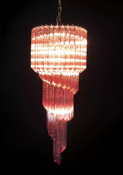 Spiral Prism Glass Chandelier with Adjustable Height
