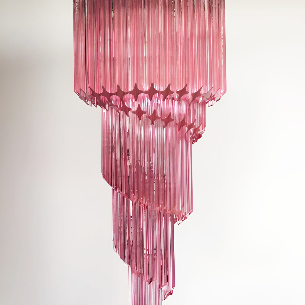 Spiral Prism Glass Chandelier with Adjustable Height