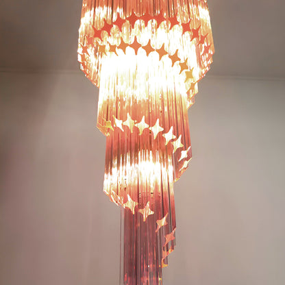 Spiral Prism Glass Chandelier with Adjustable Height