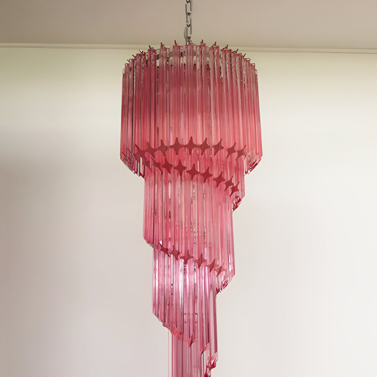 Spiral Prism Glass Chandelier with Adjustable Height