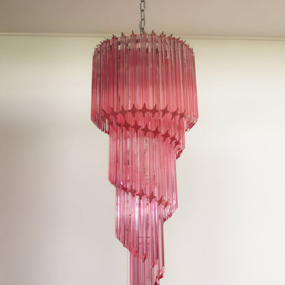 Spiral Prism Glass Chandelier with Adjustable Height