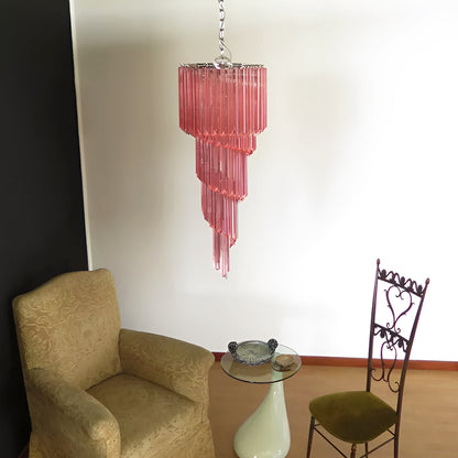 Spiral Prism Glass Chandelier with Adjustable Height
