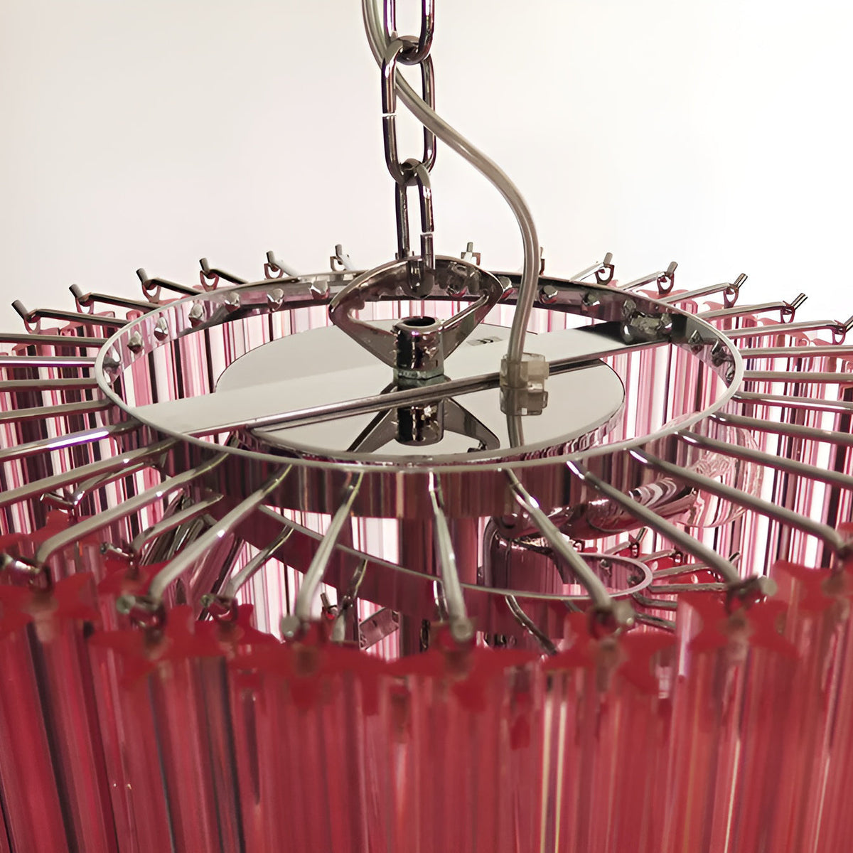 Spiral Prism Glass Chandelier with Adjustable Height