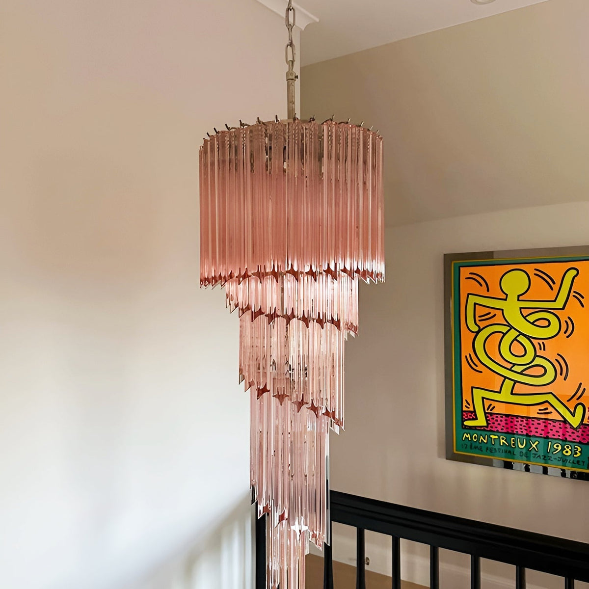 Spiral Prism Glass Chandelier with Adjustable Height — lifestyle view