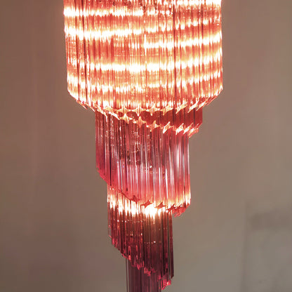 Spiral Prism Glass Chandelier with Adjustable Height