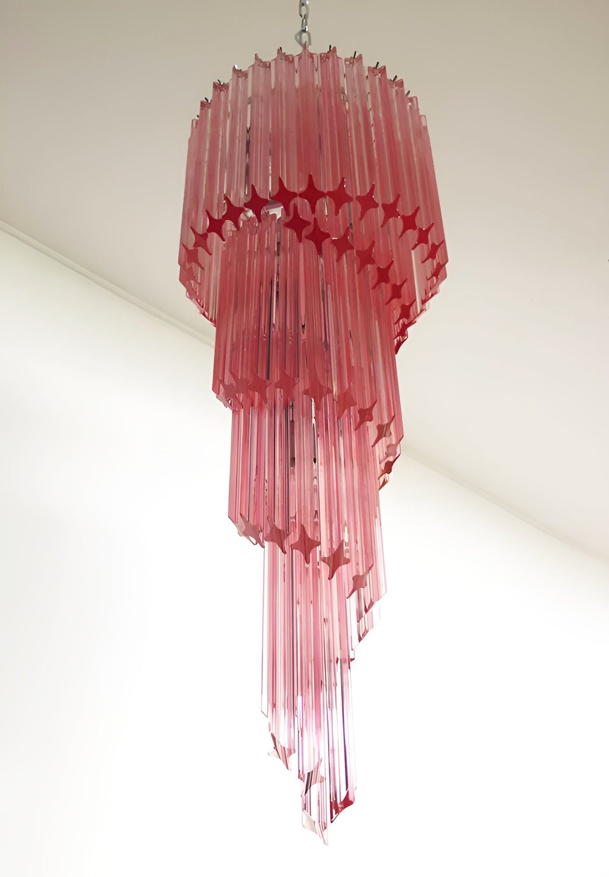 Spiral Prism Glass Chandelier with Adjustable Height