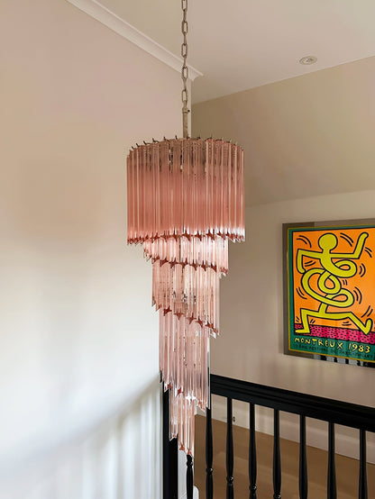 Spiral Prism Glass Chandelier with Adjustable Height