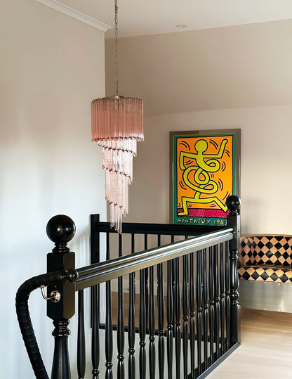 Spiral Prism Glass Chandelier with Adjustable Height