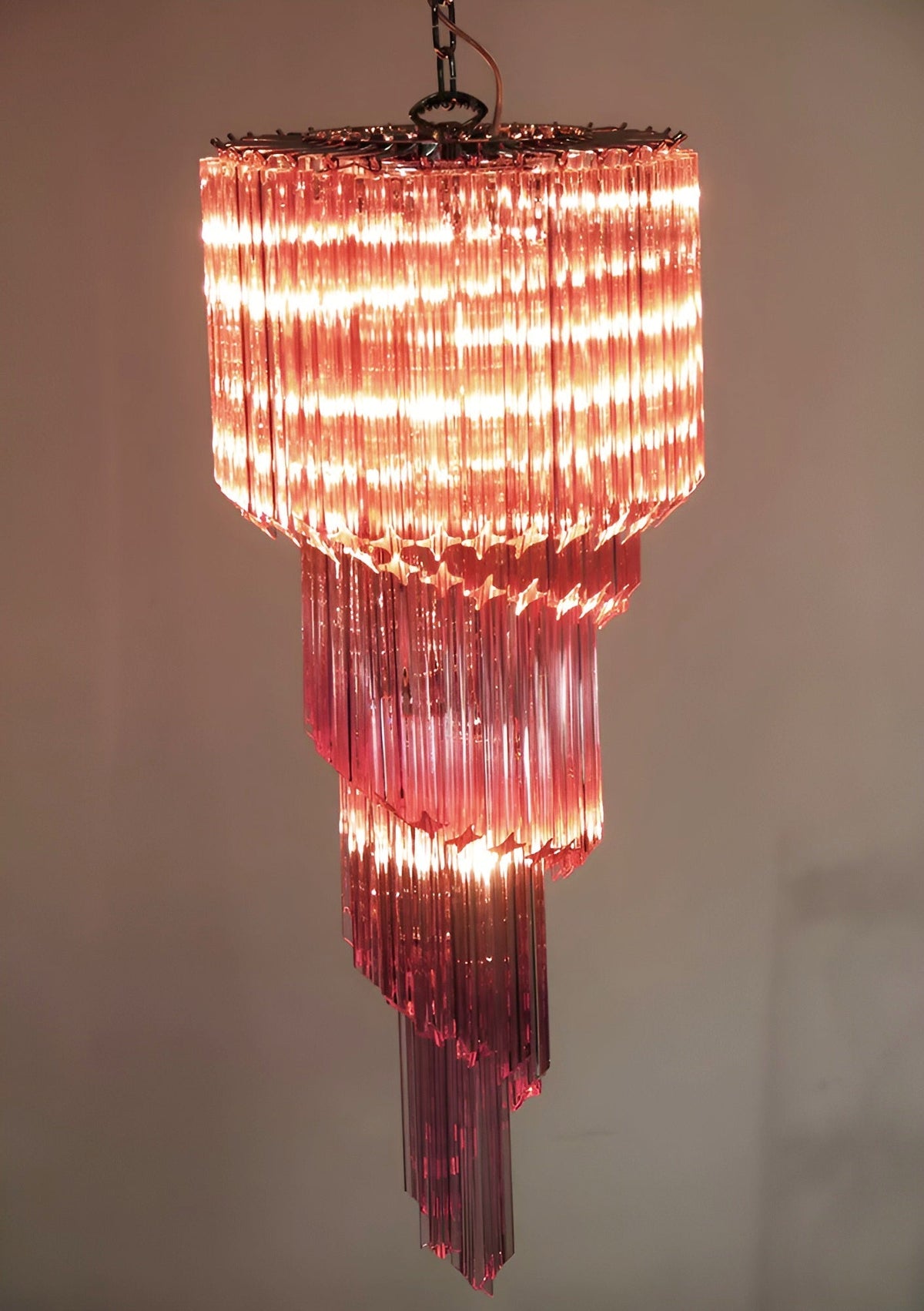 Spiral Prism Glass Chandelier with Adjustable Height