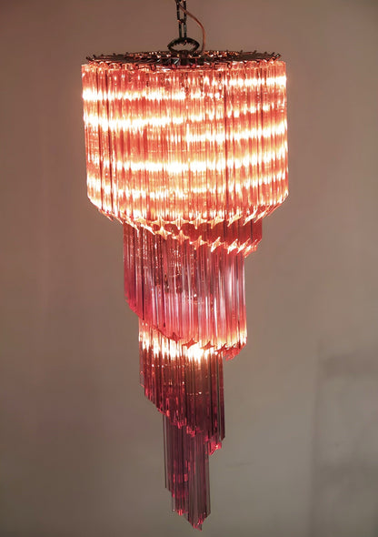 Spiral Prism Glass Chandelier with Adjustable Height