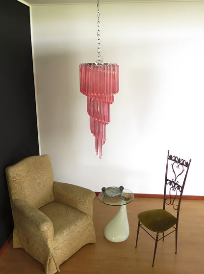 Spiral Prism Glass Chandelier with Adjustable Height