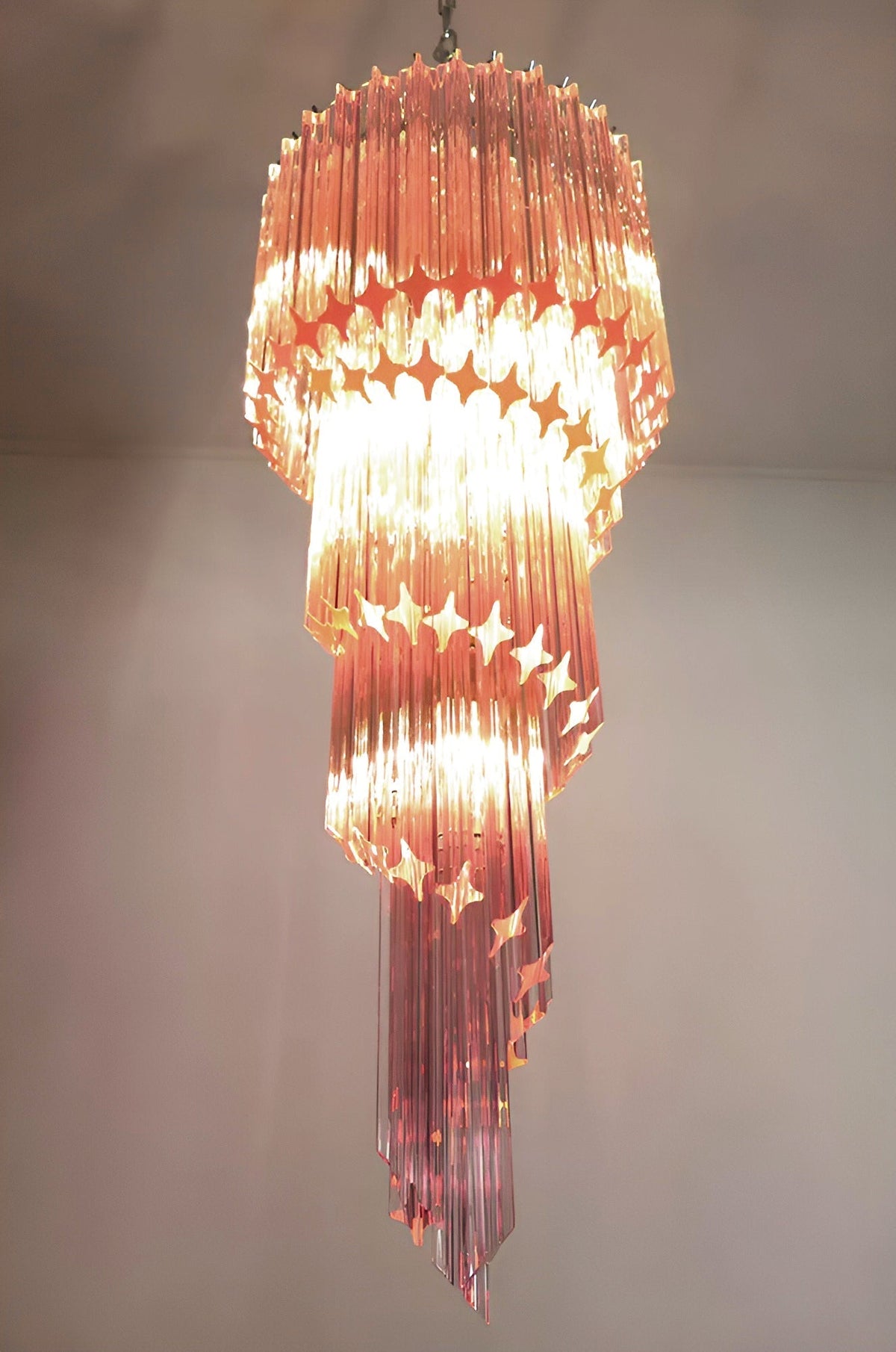 Spiral Prism Glass Chandelier with Adjustable Height