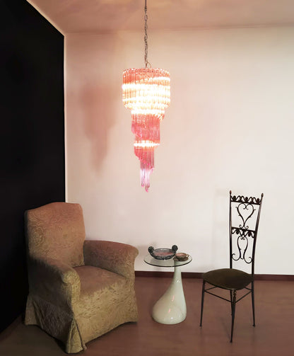 Spiral Prism Glass Chandelier with Adjustable Height