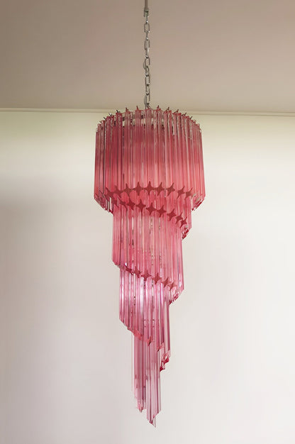 Spiral Prism Glass Chandelier with Adjustable Height — front view