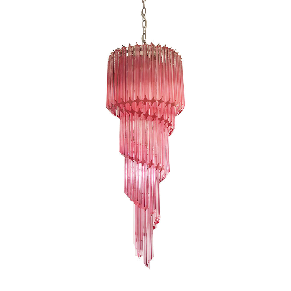 Spiral Prism Glass Chandelier with Adjustable Height — front view