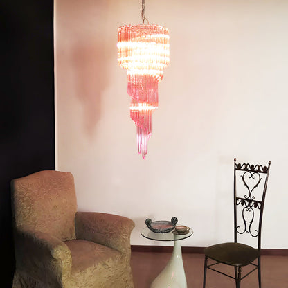Spiral Prism Glass Chandelier with Adjustable Height
