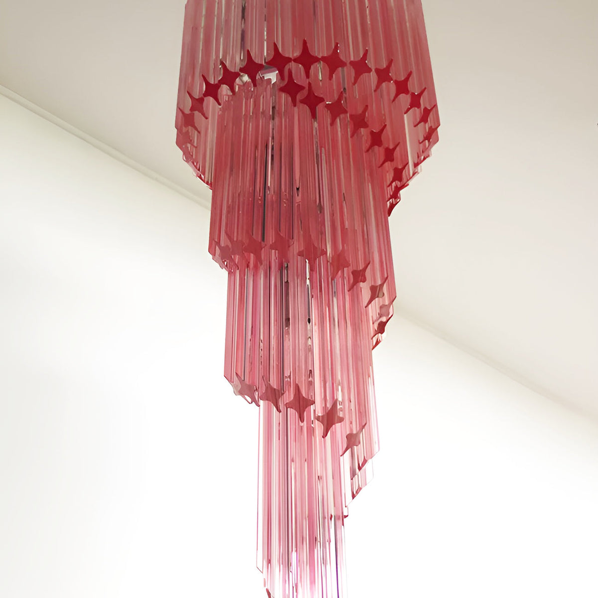 Spiral Prism Glass Chandelier with Adjustable Height