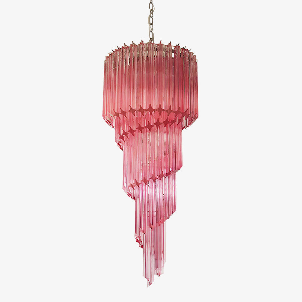 Spiral Prism Glass Chandelier with Adjustable Height — alternate angle