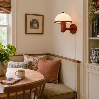 Mushroom-Shaped Wood Wall Lamp, Eco-Friendly