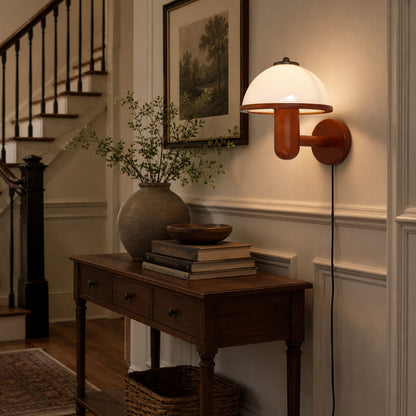 Mushroom-Shaped Wood Wall Lamp, Eco-Friendly